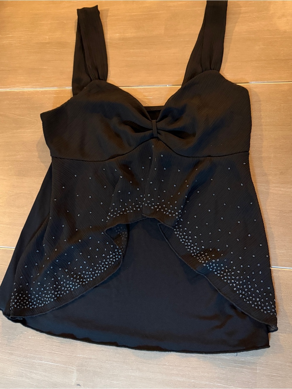 Vintage Y2K IZ Byer California Black Rhinestone Party Tank Top Large USA
